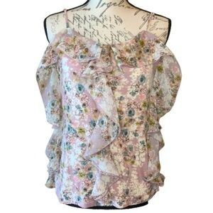 FREE with purchase! LC Lauren Conrad floral ruffle cami tank S